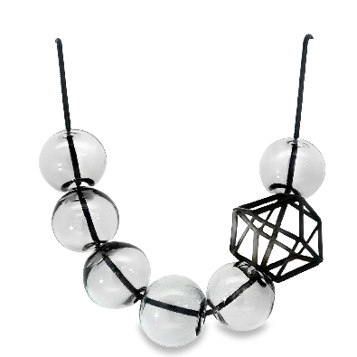 PURSUITS; Toronto Hex Hex Necklace - Black Grey From the O Collec...