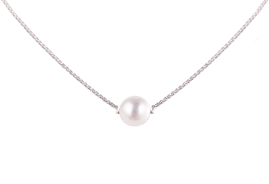 Cultured Pearl Collection  Floating White Pearl Necklace  A single ...