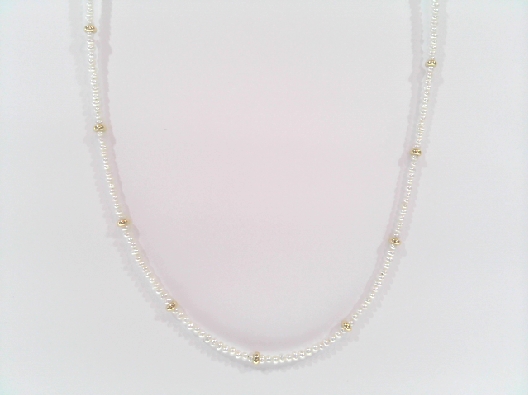 Gallery Gemma  Delicate Pearl Necklace with 14K Yellow Gold Beads  ...