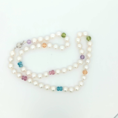 Cultured Pearl Collection  Sweetheart Pearl and Multi Gemstone Stra...