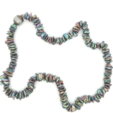 Cultured Pearl Collection  Peacock Keshi Pearl Strand  Black peacoc...