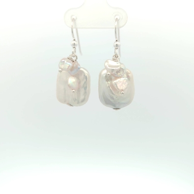 Cultured Pearl Collection  Chiclet Keshi Pearl Dangle Earrings  Uni...