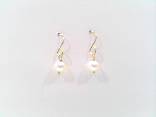 Cultured Pearl Collection  White Pearl Gold Dangle Earrings  Featur...