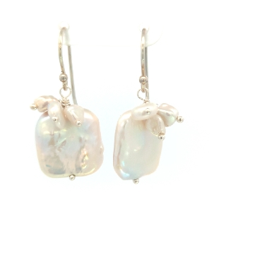 Cultured Pearl Collection  Chiclet Keshi Pearl Dangle Earrings  Uni...