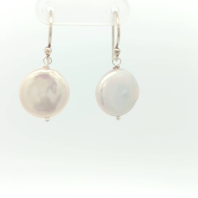 Cultured Pearl Collection  Coin Pearl Dangle Earrings  Pretty coin ...