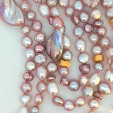 Cultured Pearl Collection  36 Inch Multi Pink Lilac Pearl Strand  V...