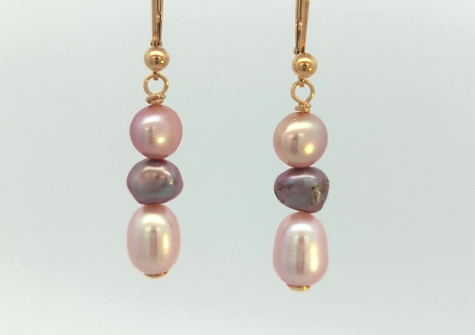 Cultured Pearl Collection  Pink Lilac Pearl Dangle Earrings  Dangle...