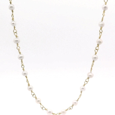 Gallery Gemma Delicate Pearl Station Chain Necklace Charming 18 ...