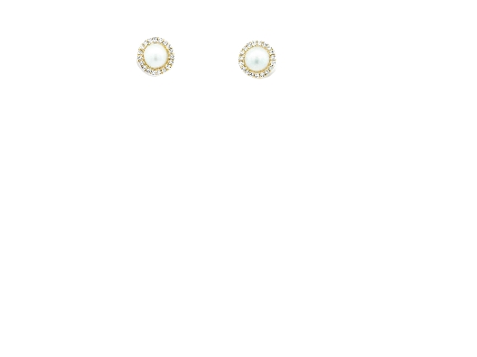 Bassali Jewelry 14K Gold Pearl and Diamond Halo Earrings From the...