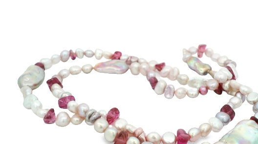 Cultured Pearl Collection Multi Pink Pearl and Tourmaline Strand ...