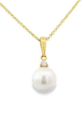 Cultured Pearl Collection Pearl and Diamond Accent Pendant Classi...