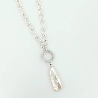 The Providence Collection  Biwa Pearl Pendant Necklace  Large natur...