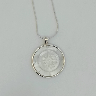 Gallery Gemma  Mother of Pearl Compass Pendant  Unique pendant feat...