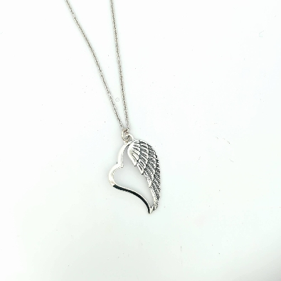Sterling silver Angel Wing / Heart pendant on 16 inch sterling silv...
