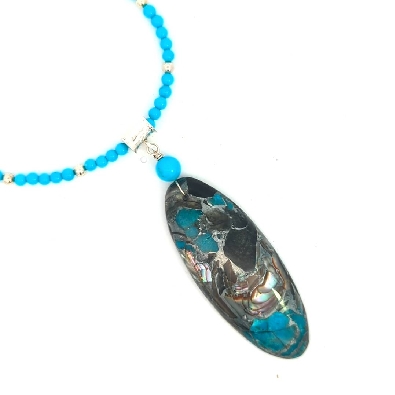 Providence Collection  Turquoise Melange Pendant  Facinating oval g...