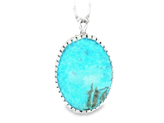 Providence Collection  Turquoise Silver Bezel Pendant  Unique one-o...