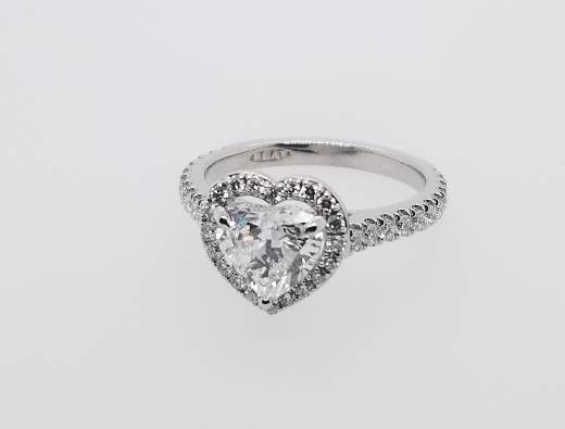 Diamond Classics Platinum Collection  Heart Shaped Diamond Halo Eng...