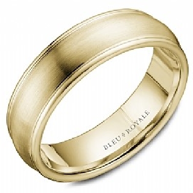 Crown Ring; Bleu Royale; Montreal  14K Yellow Gold 6.5mm Dome Band ...