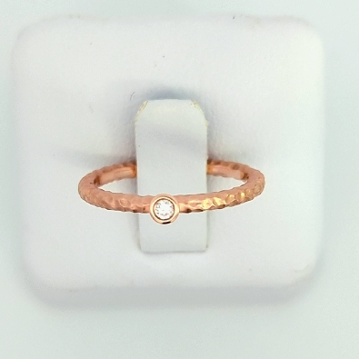 Gallery Gemma  Hammered Rose Gold & Diamnond Stacking Band  This sw...
