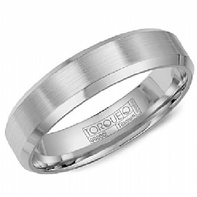 Crown Ring; Torque Collection  6mm Grey Titanium Bevelled Edge Band...