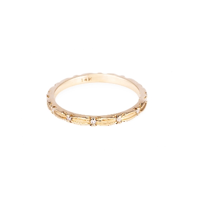 Artist:  Helen Arion  Yellow Gold Diamond Ribbon Stacking Band  14k...