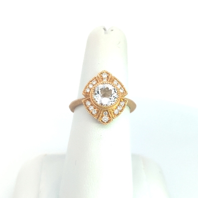 Bassali Jewelry; New York  14K Yellow Gold Diamond and White Topaz ...