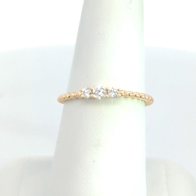 Bassali Jewelry; New York  14K Yellow Gold Three Stone Diamond Bead...