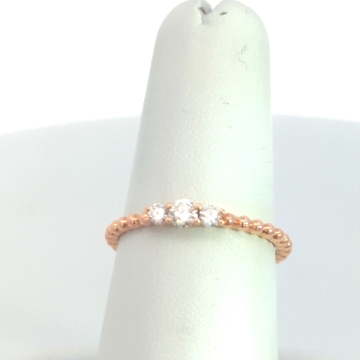 Bassali Jewelry; New York  14K Rose Gold Three Stone Diamond Bead B...