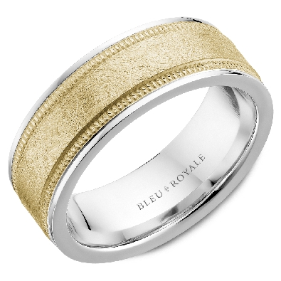 Bleu Royale Collection  14k yellow and white gold band  7.5mm in wi...