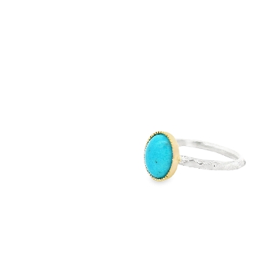 Artist Anne-Marie Warburton Sterling Silver and 14K Gold Turquoise...