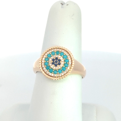 Bassali Jewelry 14KYG Diamond Turquoise and Sapphire Mosaic Signet...