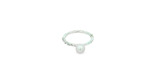 Artist Anne-Marie Warburton Blush Pearl Silver Stacking Ring An o...
