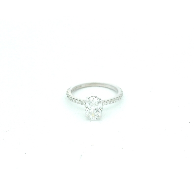 Noam Carver Bridal; Montreal 14K White Gold Oval Diamond Engagemen...