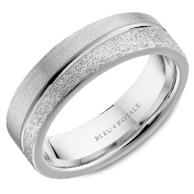 Crown Ring; Bleu Royale; Montreal  14K White Gold 6.5mm Band with A...