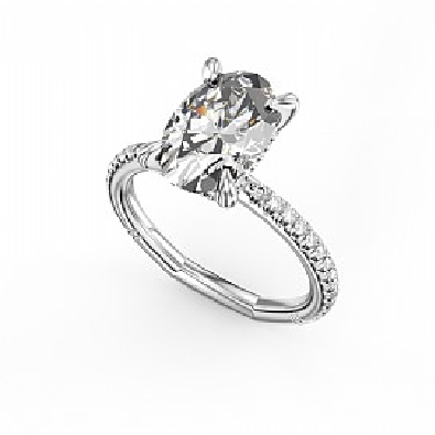 Noam Carver Atelier Collection; Montreal  14K White Gold Oval Solit...