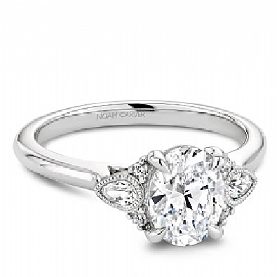 Noam Carver Bridal; Montreal  14K White Gold Pear Accent Oval Engag...