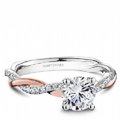 Noam Carver Bridal; Montreal  14K White and Rose Gold Diamond Twist...